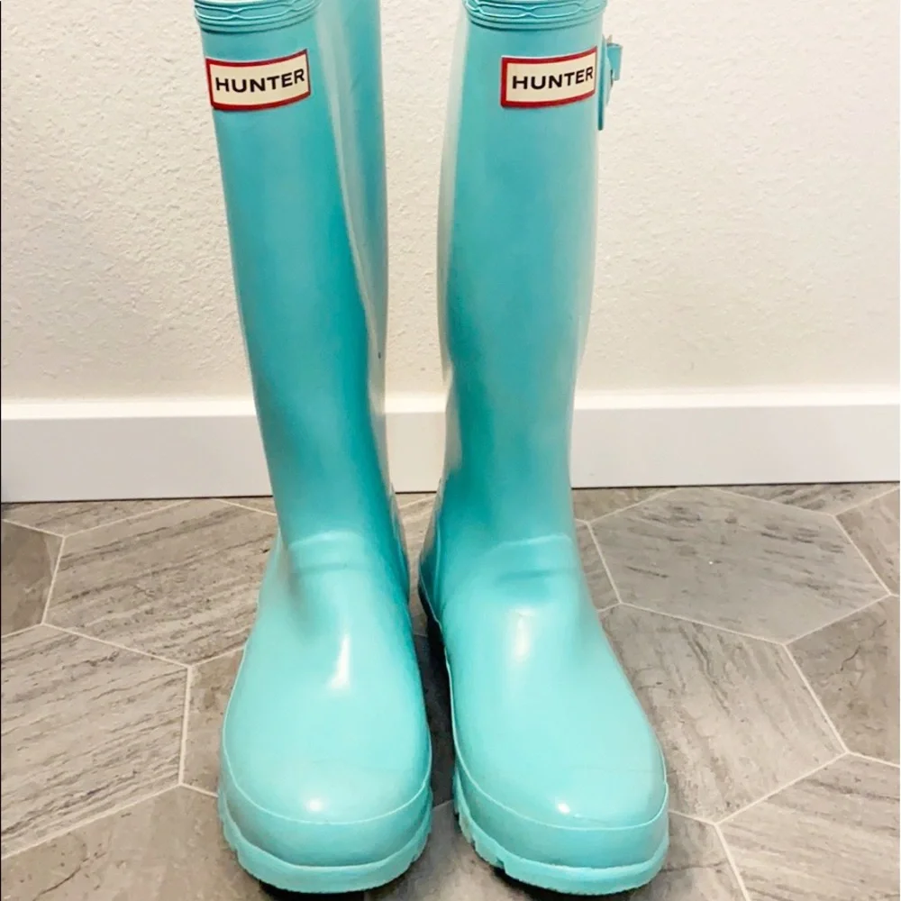 ✨RARE✨Mint/Tiffany Blue tall Hunter Boots